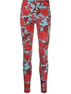 La Doublej Floral-print Leggings In Lilium Turchese