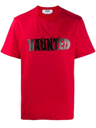 Msgm Haunted Crew-neck T-shirt In Red
