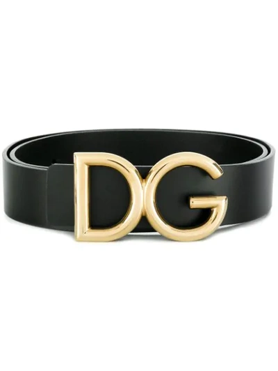 Dolce & Gabbana Dg Logo Buckle Belt In Black