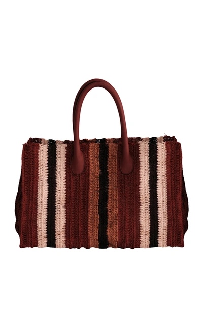 Johanna Ortiz Legendary Civilizations Striped Cotton Tote In Red