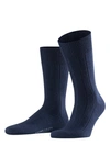 Falke Lhasa Wool & Cashmere Dress Socks In Dark Navy