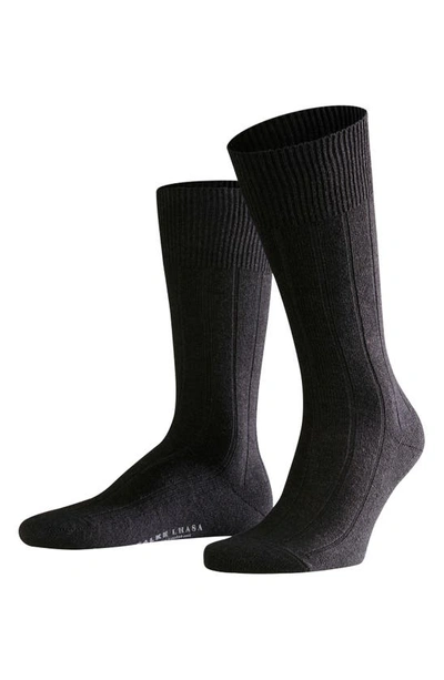 Falke Men's Llasa Solid Ribbed Socks In Black