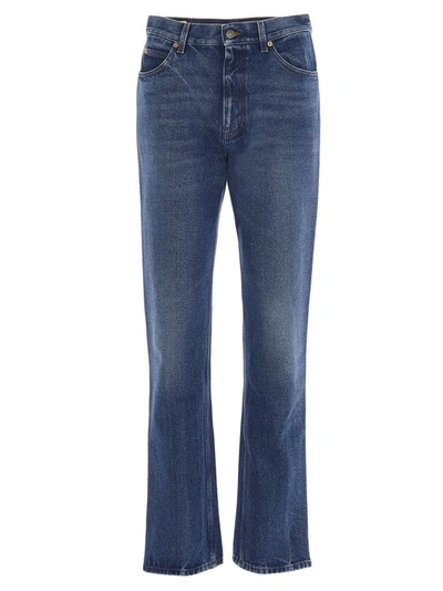 Gucci Logo Patch Jeans In Blue