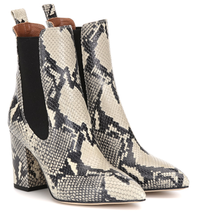 Paris Texas Snake-effect Leather Ankle Boots In Beige