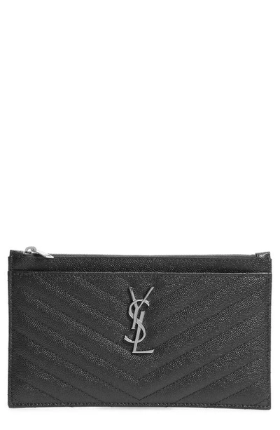 Saint Laurent Monogram Matelasse Leather Pouch In Storm