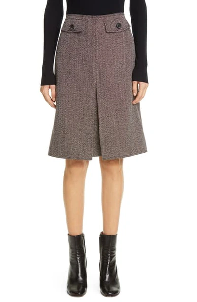 Victoria Beckham Box Pleated Wool Tweed Skirt In Bordeaux/ Off White