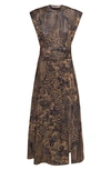 Afrm Cutout Back Winslow Dress In Tan Animal