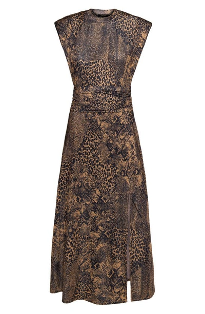 Afrm Cutout Back Winslow Dress In Tan Animal