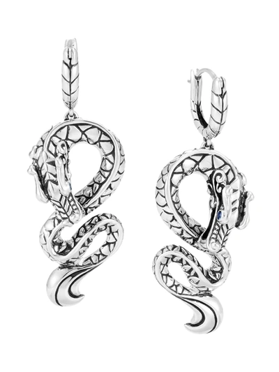 John Hardy Legends Naga Sapphire Drop Earrings In Silver
