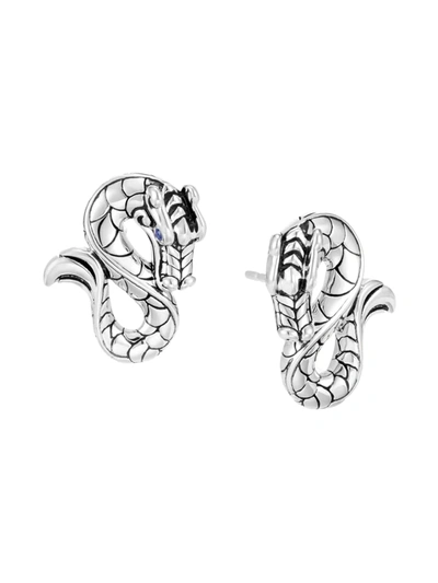 John Hardy Women's Naga Dragon Silver & Blue Sapphire Stud Earrings