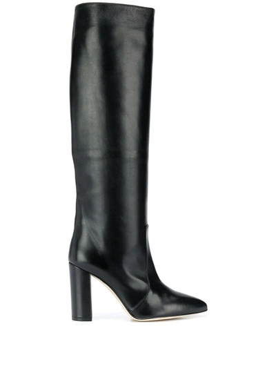 Paris Texas Knee-length Pointed Boots In Black