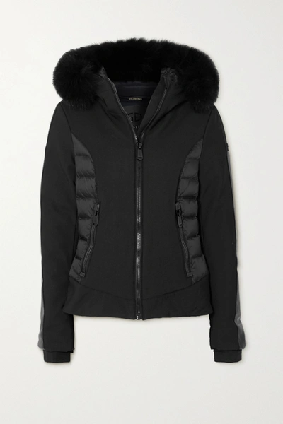 Goldbergh Kaja Hooded Faux Fur-trimmed Paneled Down Ski Jacket In Black