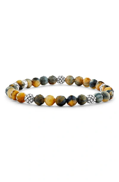 Lagos Signature Caviar Stone Beaded Stretch Bracelet In Tigereye