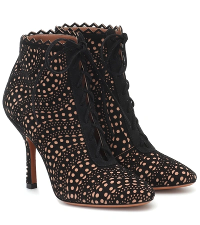 Alaïa Suede Ankle Boots In Black