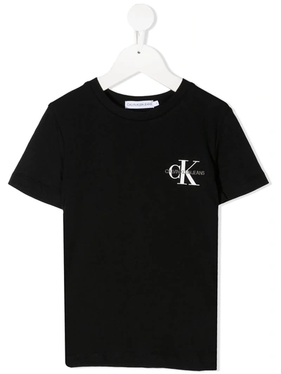 Calvin Klein Kids' Black T-shirtr For Girl With Double Logo