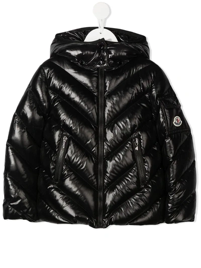 Moncler Kids' Padded Zip-up Down Jacket In Nero