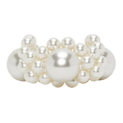 Simone Rocha Off-white Large Daisy Bracelet In Pearl