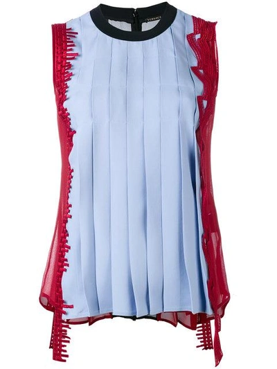 Versace Detailed Laterals Pleated Tank - Blue