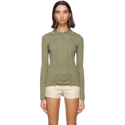 Jacquemus Green Wool 'la Maille Baho' Polo In Green (green)