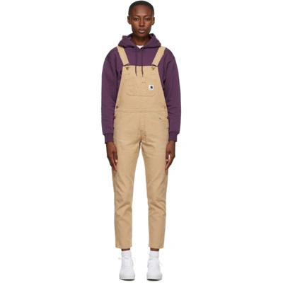 Carhartt Work In Progress Tan Cotton Overall Jumpsuit In Dusty H Bro