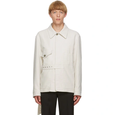 Valentino Off-white Belted Jacket In 171 Talco