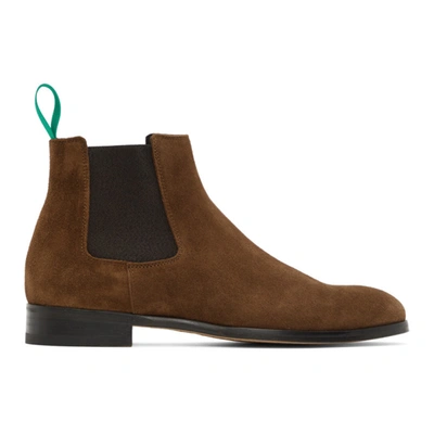 Paul Smith Brown Suede Crown Chelsea Boots In Tan