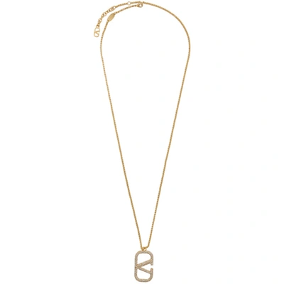 Valentino Garavani Valentino Gold  Chain Vlogo Necklace In Mh5 Gl18/cr