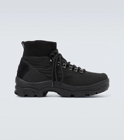 Moncler Clement Suede-panelled Padded Shell Boots In Black
