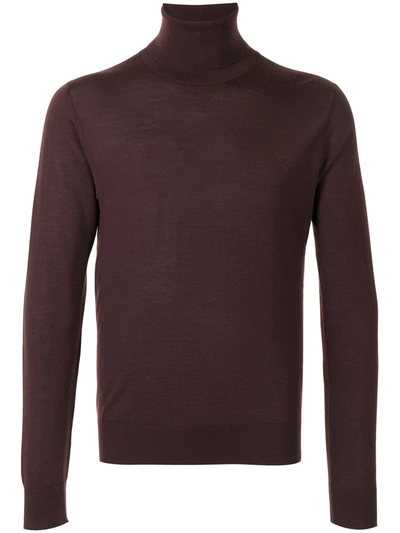 Dolce & Gabbana Roll-neck Wool Sweater In Brown