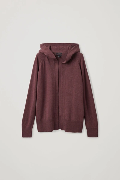 Cos Recycled Cashmere Hoodie With Cardigan Panel In Red