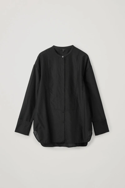 Cos Cotton-silk Mix Tunic-style Shirt In Black
