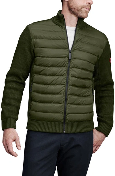 Canada Goose Men's Hybridge Knit-sleeve Puffer Jacket In Military Green