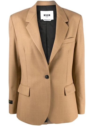 Msgm Single-breasted Blazer In Brown