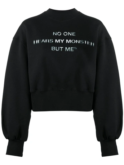 Msgm Slogan Print Sweatshirt In Black