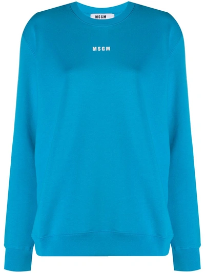 Msgm Logo Print Sweatshirt In Blue