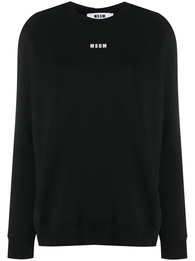 Msgm Logo-print Long-sleeve Sweatshirt In Black