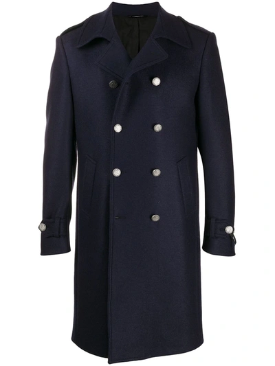 Tonello Double-breasted Midi Coat In Blue