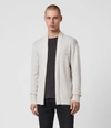 Allsaints Mode Merino Wool Open Cardigan In Pine Ecru