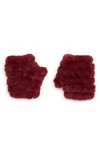 Jocelyn Faux Fur Knitted Mandy Mittens In Berry