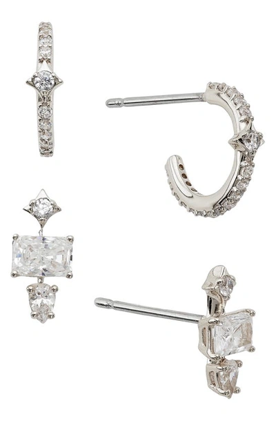 Nadri Katherine Cubic Zirconia Earrings, Set Of 2 In Silver