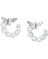 Olivia Burton Lucky Bee Crystal Drop Hoop Earrings In Silver