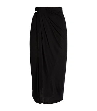 Helmut Lang Ruched Draped Skirt In Black