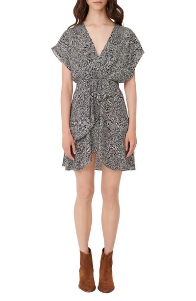 Maje Womens Black White Romela Animal-print Crepe Mini Dress 12