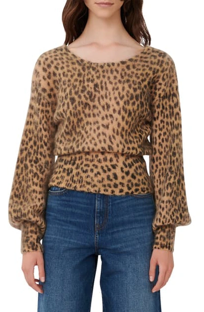 Maje Leopard Print Mohair Sweater In Multicolor
