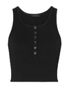 The Range Cropped Ribbed Jersey Tank In Black