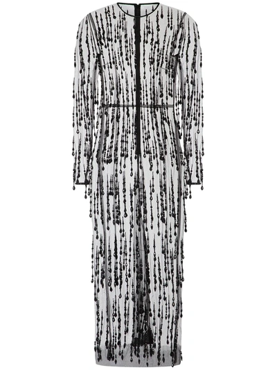 Dolce & Gabbana Bead-embellished Fringed Sheath Dress In Black