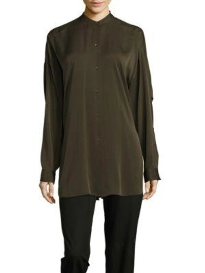 Helmut Lang Solid Long-sleeve Top In Olive