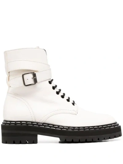 Officine Creative Provence Combat Boots In White Leather