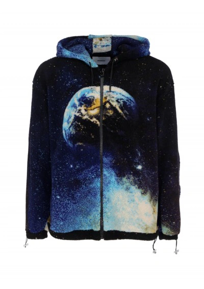 Bonsai Earth Print Fleece Sweatshirt In Blue