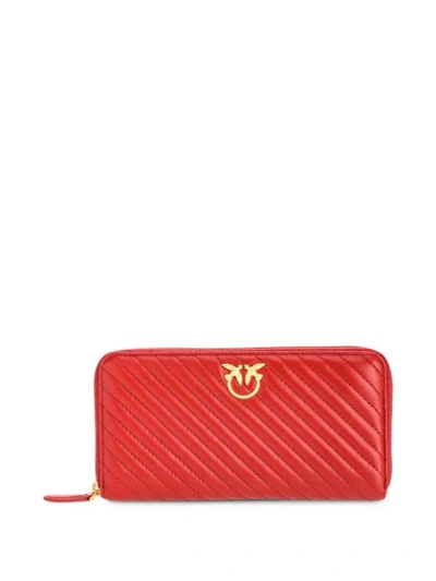 Pinko Love Quilted Continental Wallet In Red